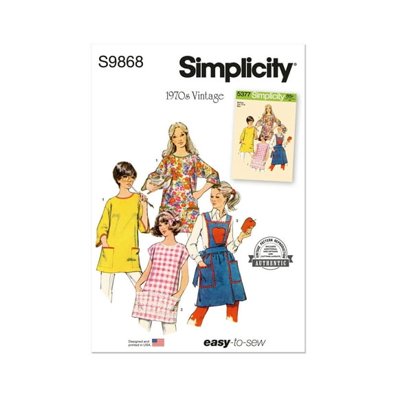 Simplicity Sewing Pattern 9868 - Aprons and Potholder, Size: A (S-M-L-XL)