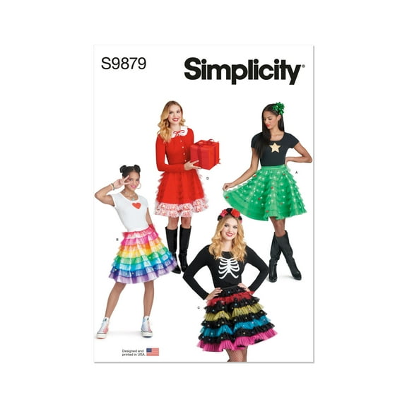 Simplicity Sewing Pattern 9879 -Holiday Skirts, Collar and Appliques, Size: H5 (6-8-10-12-14)