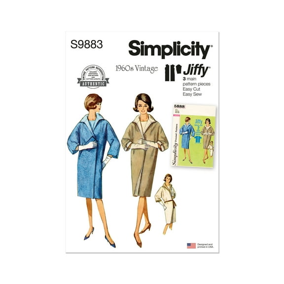 Simplicity Sewing Pattern 9883 - Misses' Reversible Coat, Size: Y5 (18-20-22-24-26)