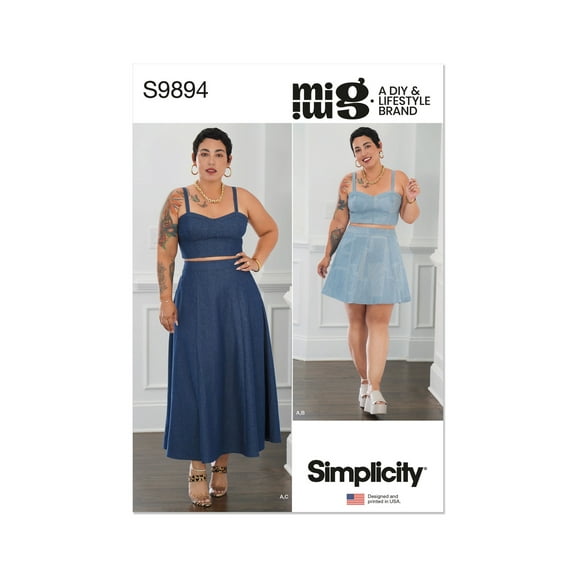 Simplicity Sewing Pattern 9894 - Misses' and Women's Top and Skirt in Two Lengths By Mimi G Style, Size: AA (10-12-14-16-18)