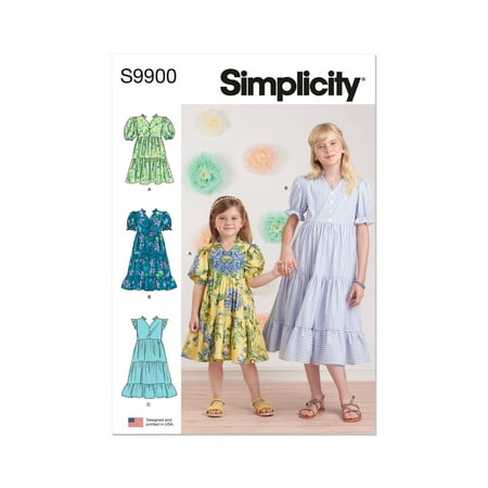 Simplicity Sewing Pattern 9900 - Children's and Girls' Dress with Sleeve and Length Variations, Size: HH (3-4-5-6)