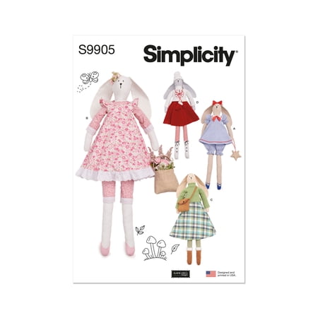 Simplicity Sewing Pattern 9905 -Slender Plush Bunny and Clothes By Elaine Heigl Designs, Size: OS (One Size)