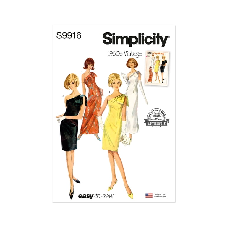 Simplicity Sewing Pattern 9916 - Misses' Dress in Two Lengths, Size: U5  (16-198-20-22-24) - Walmart.com
