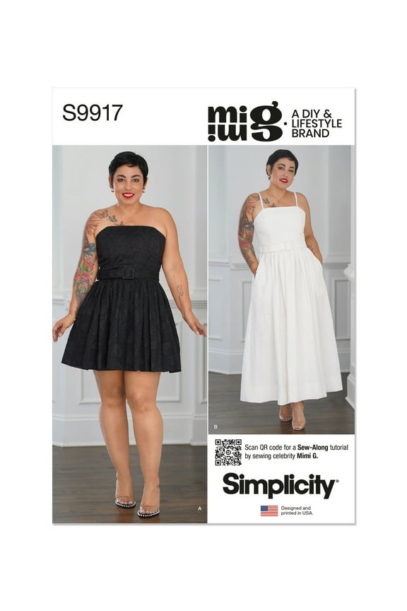 Sewing Pattern 9917 - Misses' Dresses and Belt by Mimi G Style, Size: K5 (8-10-12-14-16)