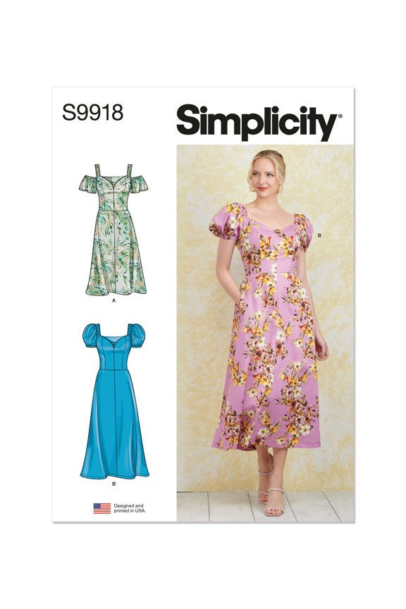 Sewing Pattern 9918 - Misses' Dress with Sleeve and Length Variations, Size: P5 (12-14-16-18-20)