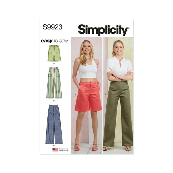 Simplicity Sewing Pattern 9923 - Misses' Pants in Two Lengths and Shorts, Size: K5 (8-10-12-14-16)