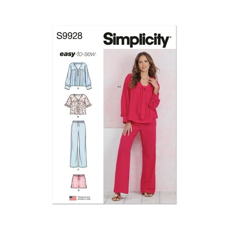 Simplicity Sewing Pattern 9928 - Misses' Lounge Tops, Pants and Shorts, Size: A (XS-XXL)