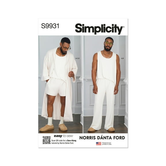 Simplicity Sewing Pattern 9931 -Men's Robe, Knit Tank Top, Pants and Shorts by Norris Danta Ford, Size: A (S-XXL)