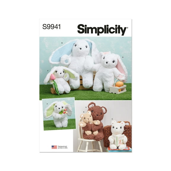 Simplicity Sewing Pattern 9941 - Plush Bears and Bunnies in Three Sizes, Size: OS (One Size)