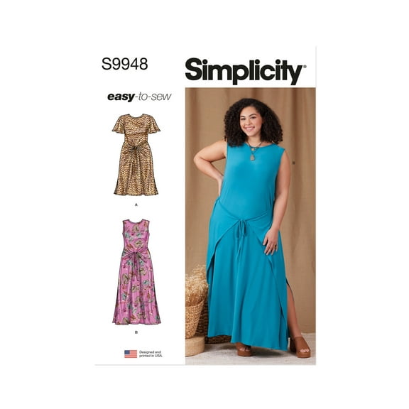 Simplicity Sewing Pattern 9948 - Women's Knit Dress with Sleeve and Length Variations, Size: W3 (30W-32W-34W-36W-38W)