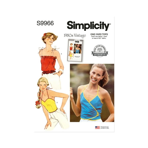 Simplicity Sewing Pattern 9966 - 1980s Misses' Tops, Size: A (8-16)