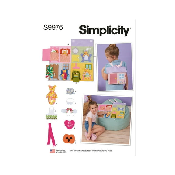 Simplicity Sewing Pattern 9976 - Doll House Backpack with Bear, Size: OS (One Size)