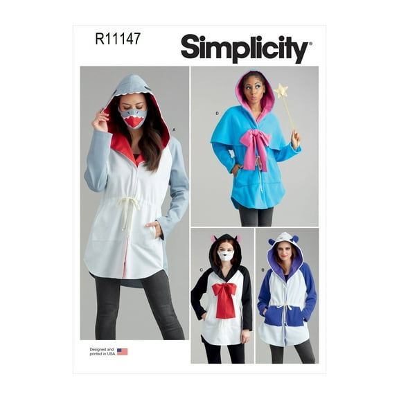 Simplicity Sewing Pattern R11147 (9354) - Misses' Jacket Costume with Masks and Hat, Size: A (XS-XL)