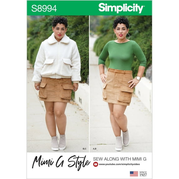 Simplicity Sewing Pattern R11409 (8994) - Misses' Mimi G Style Jacket, Skirt, and Knit Top, Size: H5 (6-8-10-12-14)