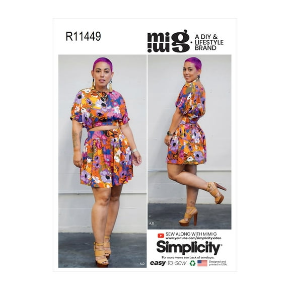 Simplicity Sewing Pattern R11449 (9550) - Misses' Tops, Skirt and Shorts, Size: D5 (4-6-8-10-12)