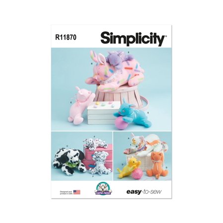 Simplicity Sewing Pattern R11870 (9837) - Plush Animals by Carla Reiss Design, Size: OS (One size)