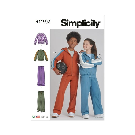 Simplicity Sewing Pattern R11992 (9865) - Girls' and Boys' Jacket and Pants, Size: A (7-8-10-12-14)
