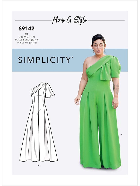 Sewing Pattern S9142 - Misses' Jumpsuit with One Shoulder Drape, Size: U5 (16-18-20-22-24