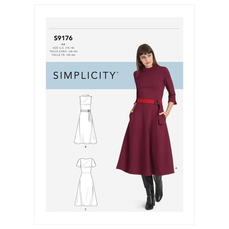 Simplicity Sewing Pattern S9176 - Misses' & Women's Dresses, Size: AA (10-12-14-16-18)