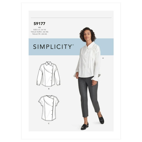 Simplicity Sewing Pattern S9177 - Misses' Tops, Size: H5 (6-8-10-12-14)