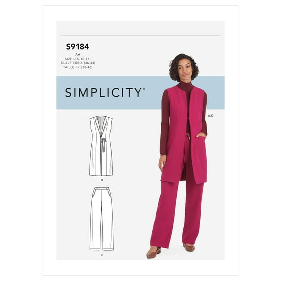 Simplicity Sewing Pattern S9184 - Misses' & Women's Vest & Pants, Size: BB (20W-22W-24W-26W-28W)