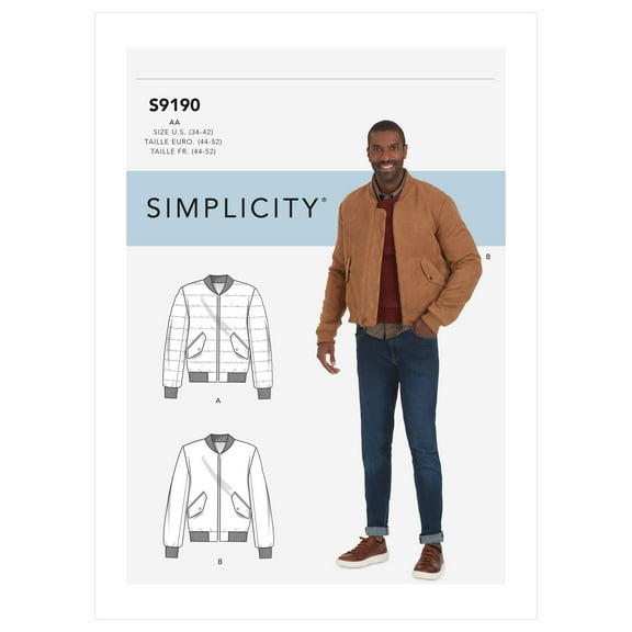 Simplicity Sewing Pattern S9190 - Men's Jacket, Size: BB (44-46-48-50-52)