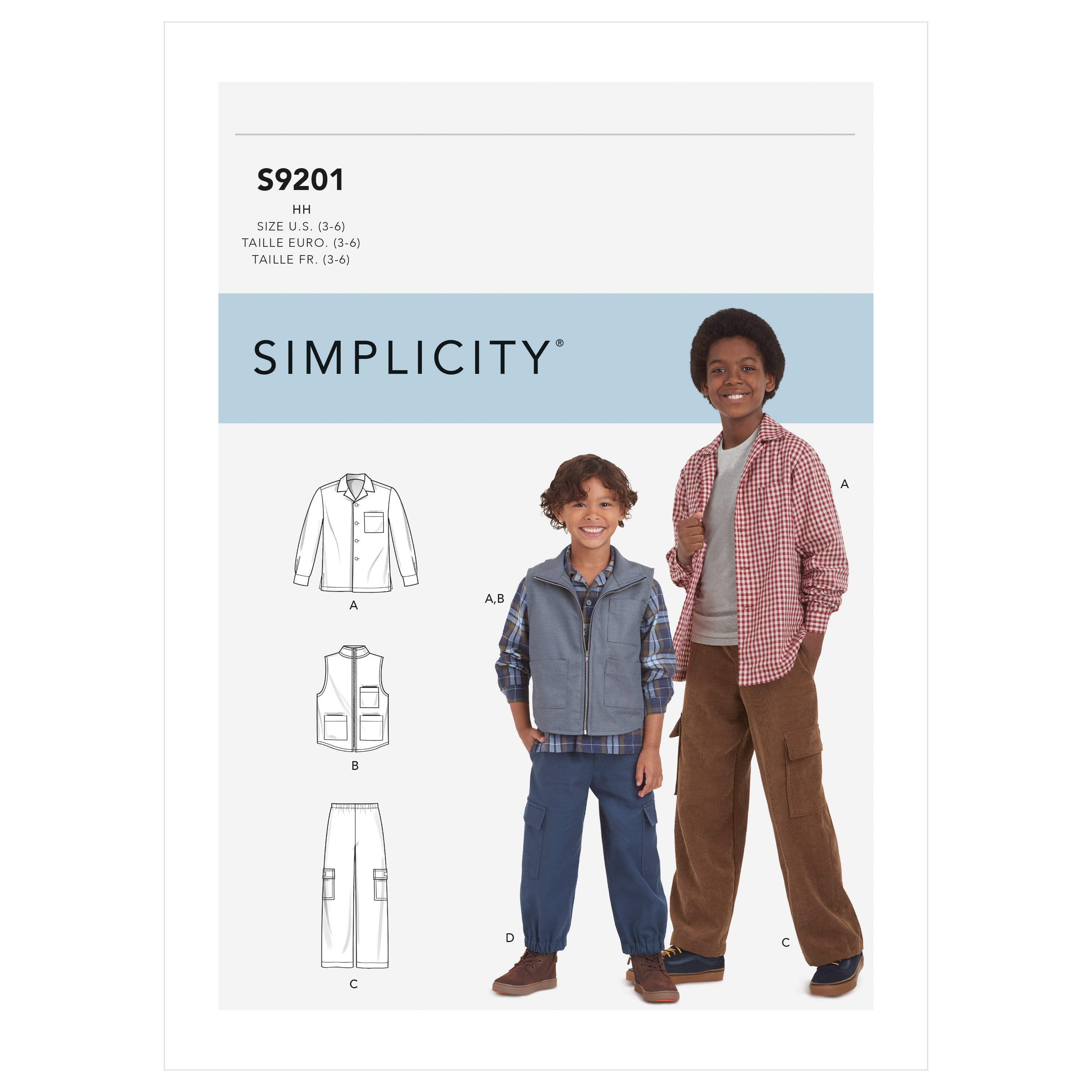 Simplicity Sewing Pattern 9201 Shirts, Waistcoats, Trousers