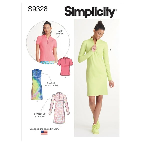 Simplicity Sewing Pattern S9328 - Misses' Knit Dresses and Top, Size: R5 (14-16-18-20-22)