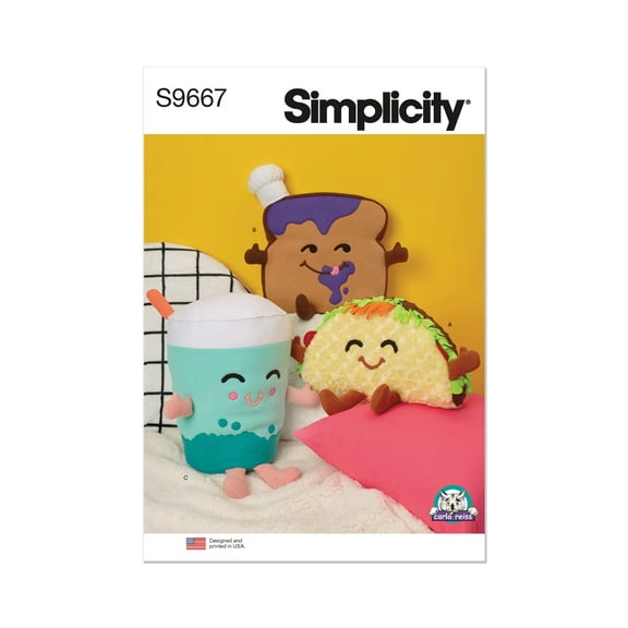 Simplicity Sewing Pattern S9667 - Plush Taco, Toast and Bubble Tea by Carla Reiss, Size: OS (One Size)