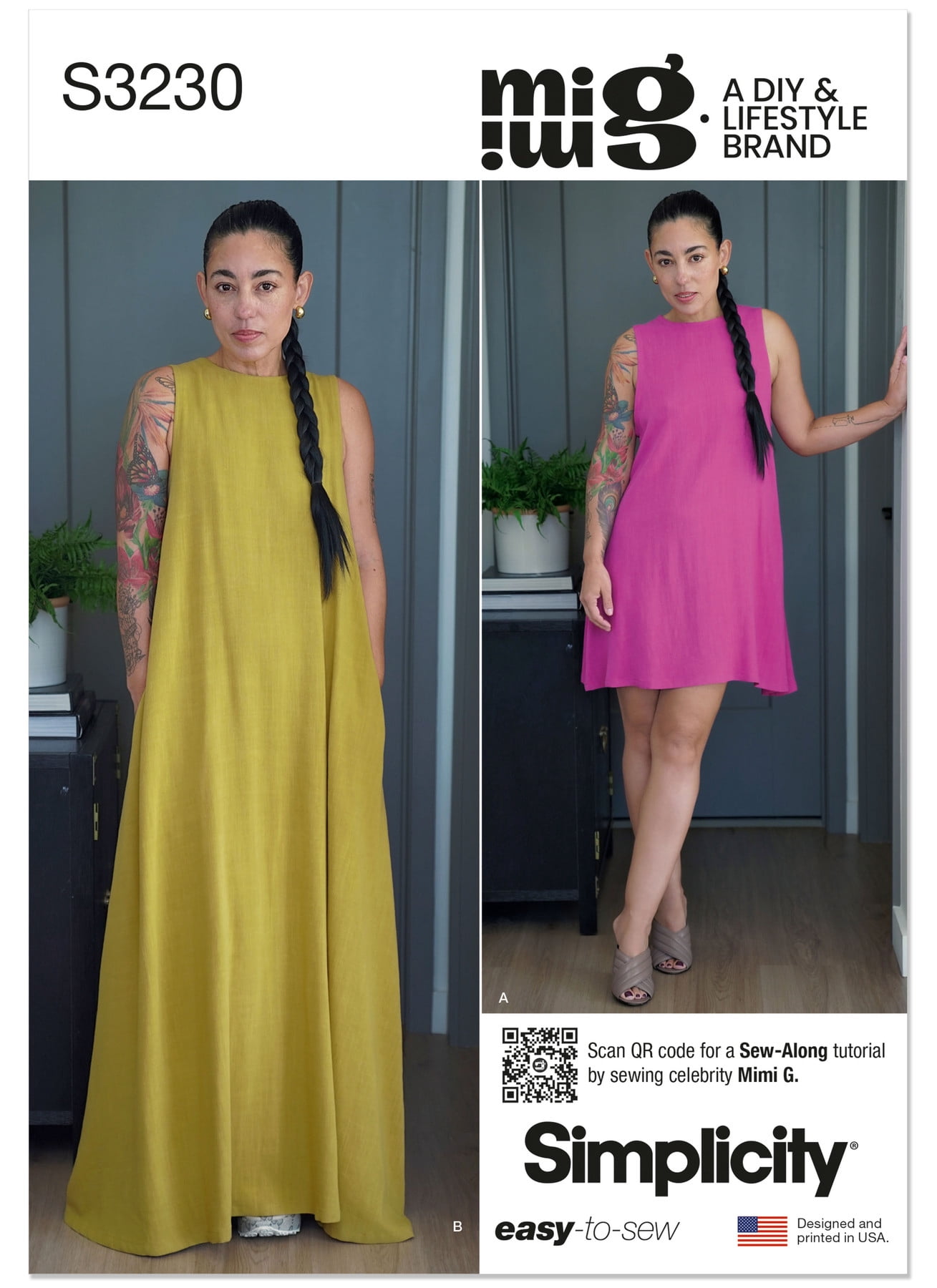 simplicity a line dress pattern Simplicity 8782 B44, A Line Dress Pattern, Long Sleeve Dress Sewing Pattern, Scoop Neck Dress Pattern, Patterns Dresses, Plus Size Pattern