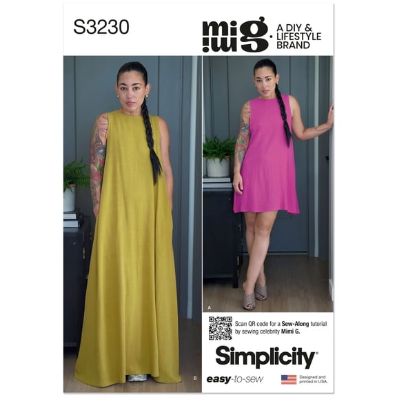 Simplicity Sewing Pattern3230 - Misses' Tent Dress in Two Lengths by Mimi G Style, Size: A(XS-XXL)