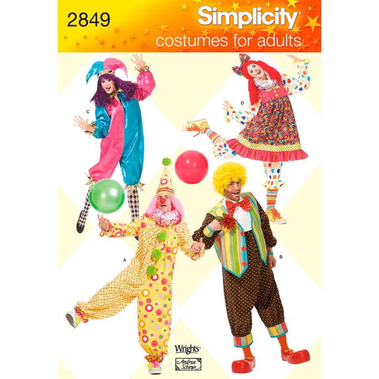 simplicity-size-xs-xl-adult-clown-costume-pattern-1-each-walmart-com