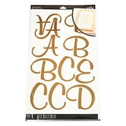 Simplicity Solid Stick Gold Script Alphabet Paper Stickers, 71 Piece