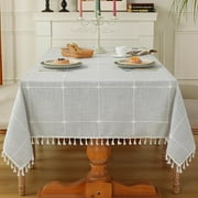 Simplicity Tablecloth Cotton Linen Tablecloths for Kitchen Dining cloth for Rectangle Tables,55''x 70''Gray Plaids,4-6 Seats