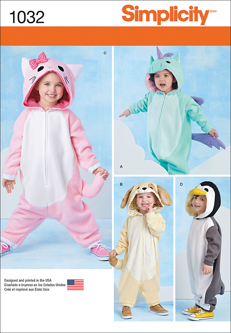 Simplicity Toddlers' Size 0.54 Animal Costumes Pattern, 1 Each
