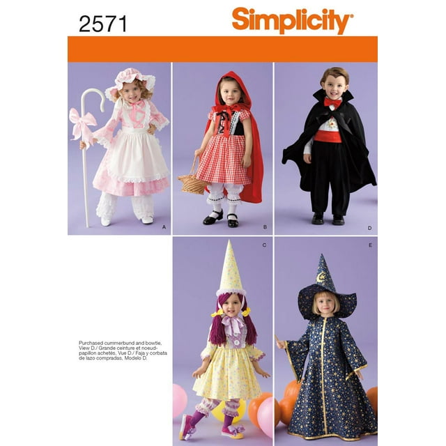 Simplicity Toddlers' Size 1/2-4 Costumes Pattern, 1 Each