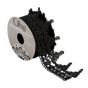 Simplicity Trim, Black 1 7/8 inch Pointed Lace Trim Great for Apparel, Home Decorating, and Crafts, 3 Yards, 1 Each
