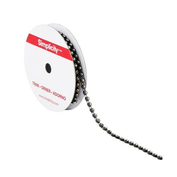 Simplicity Trim, Black 1/8 inch Clear Rhinestone Strand Trim Great for Apparel, Home Decorating, and Crafts, 1 Yard, 1 Each