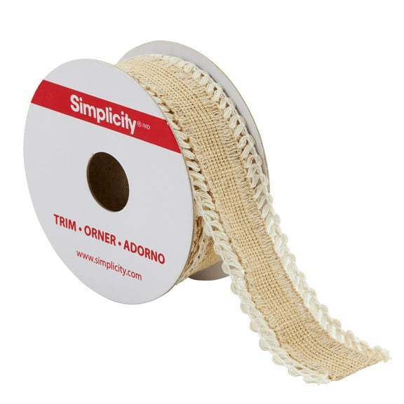 Simplicity Trim, Cream 1 1/4 inch X 3 Yards Crochet Edge Band Trim