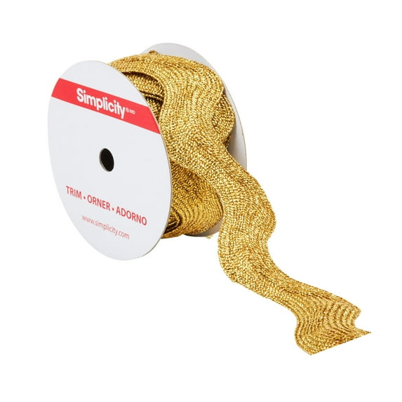Simplicity Trim, Gold 1 1/2 inch Jumbo Metallic Ric Rac Trim Great for ...