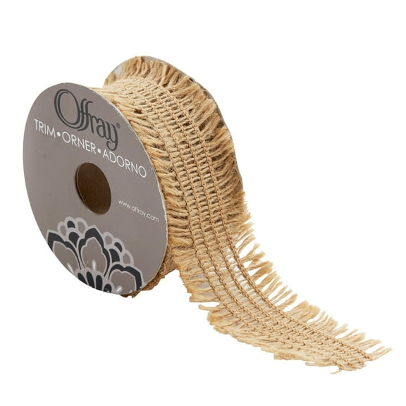 Simplicity Trim, Natural 1 1/2 inch X 3 Yards Frayed Jute Trim