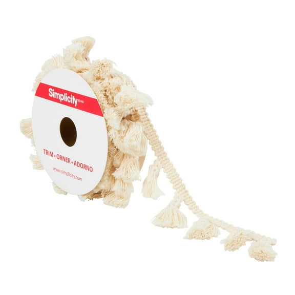 Simplicity Trim, Natural 1 1/4 inch X 3 Yards Mini Tassel Fringe Trim