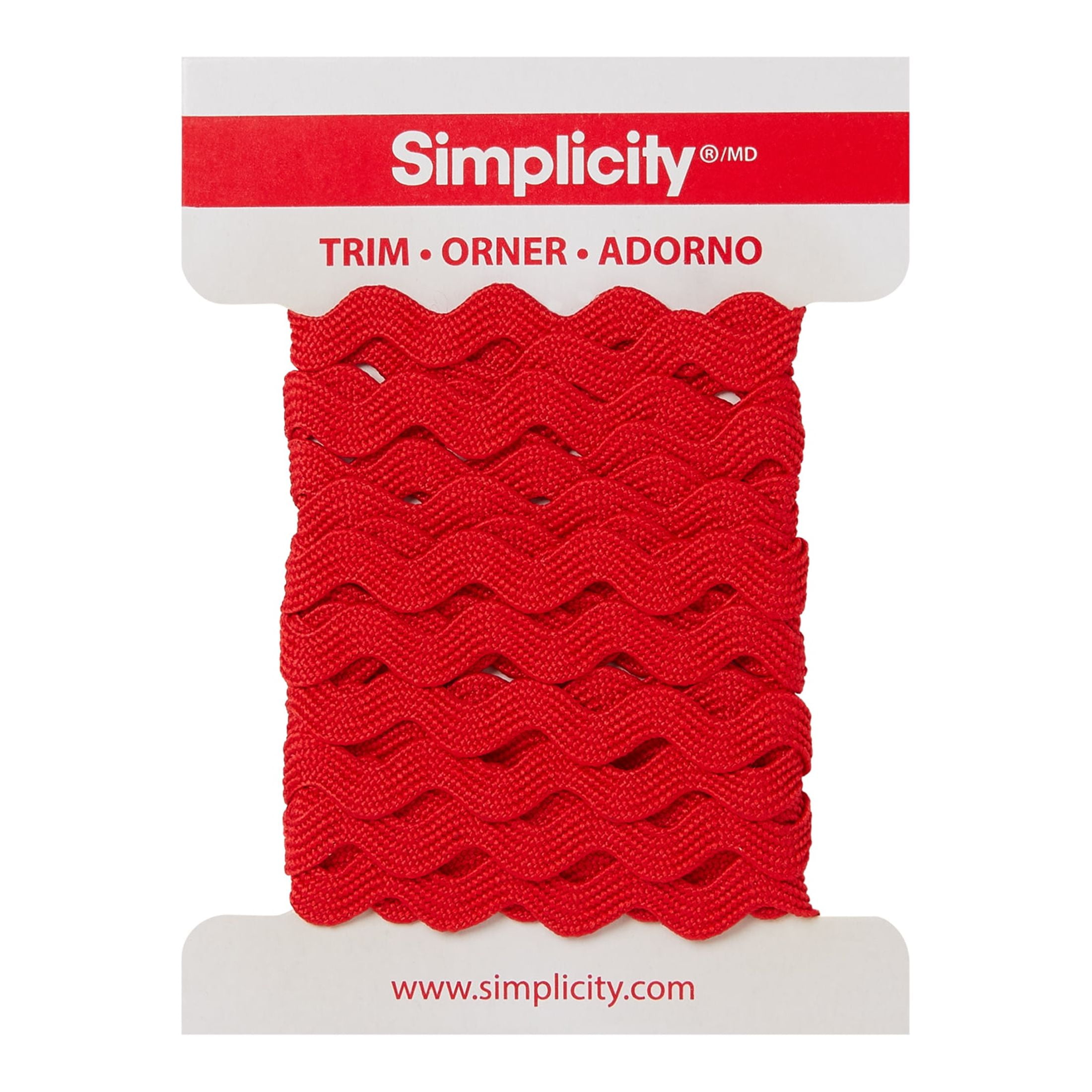 Simplicity Trim, Red 1/4 inch Ric Rac Trim Trim Great for Apparel, Home