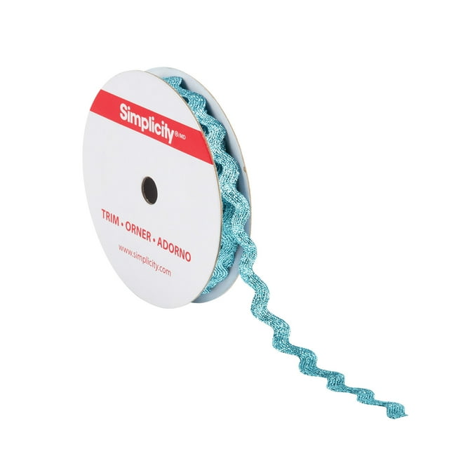 Simplicity Trim, Turquoise 1/2 inch Metallic Ric Rac Trim Great for Apparel, Home Decorating