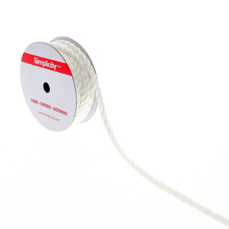 Simplicity Trim, White 3/16 inch 3 Ply Twisted Cord Trim Great for