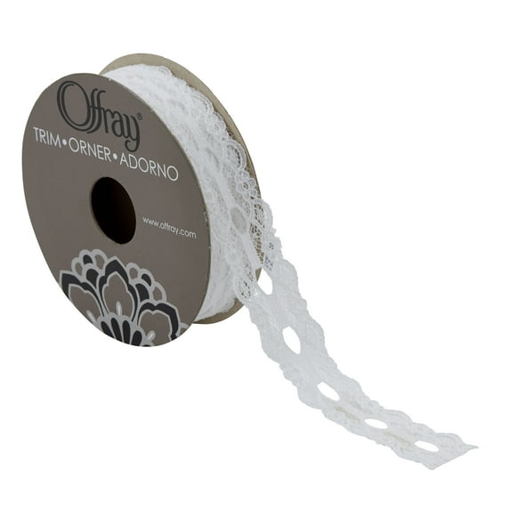 Simplicity Trim, White 3/4 inch Floral Lace Trim Great for Apparel, Home Decorating, and Crafts, 3 Yards, 1 Each