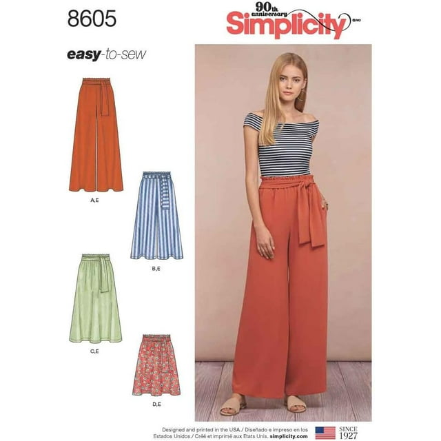 Simplicity US8605A Easy to Sew Women's Skirts and Loose Fitting Pants