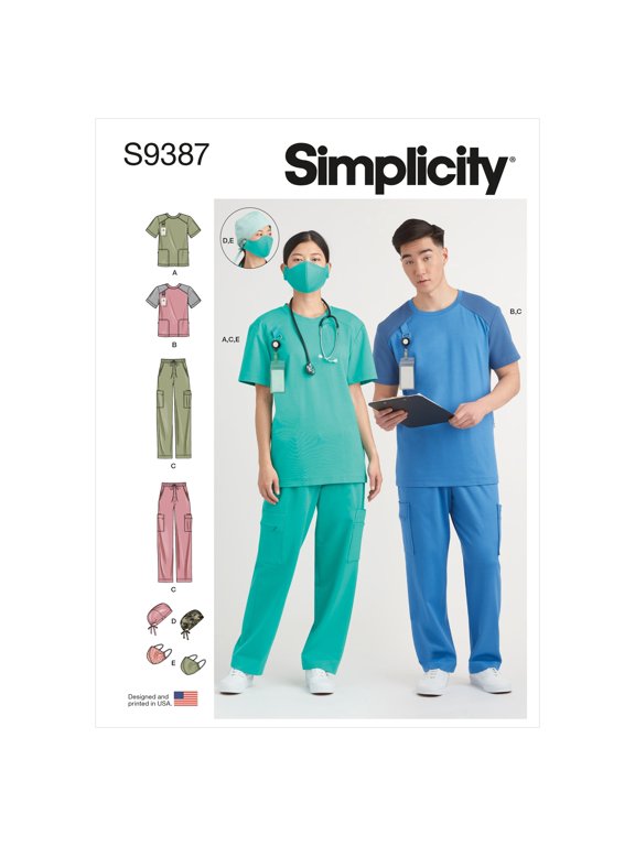 Simplicity Sewing Pattern 9387 - Tops, Trousers and Headwear for Women and Men - A (XS-S-M-L-XL-XXL) - Intermediate