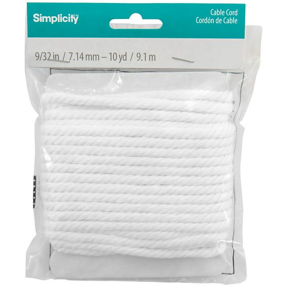 Simplicity White 9/32" Cable Cording Trim, 10 Yards
