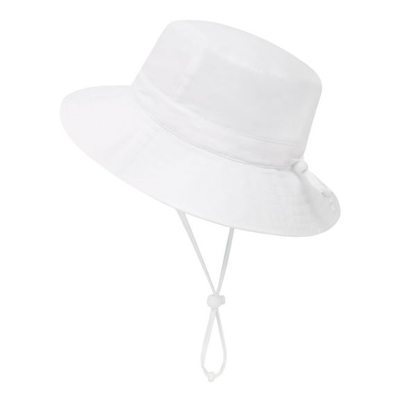 Simplicity White Infant Sun Protection Bucket Hat with String, White / 0-12 Months